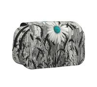 MDATT Daisy Flowers1 - Estuche para lápices con estampado de flores para adultos, estuche de transporte duradero para bolígrafos, Black, Talla única, Organizador de bolsas