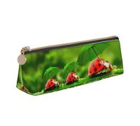 MDATT Divertida mariquita sosteniendo paraguas, estuche de cuero multifuncional con gran capacidad de almacenamiento, diseño triangular clásico, White, Talla única, Bolsa de maquillaje