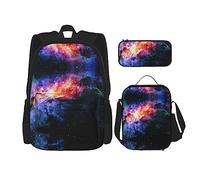 MDATT Divertida mochila con estampado de leopardo para niñas, mochilas escolares con lonchera y estuche 3 en 1 juego de bolsas escolares, Galaxia en el Universo, Talla única