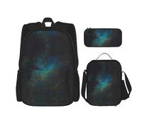 MDATT Divertida mochila con estampado de leopardo para niñas, mochilas escolares con lonchera y estuche 3 en 1 juego de bolsas escolares, Galaxy Green, Talla única