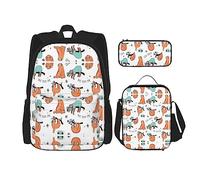 MDATT Divertida mochila con estampado de leopardo para niñas, mochilas escolares con lonchera y estuche 3 en 1 juego de bolsas escolares, Música divertida de perezoso animal lindo, Talla única