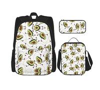 MDATT Divertida mochila con estampado de leopardo para niñas, mochilas escolares con lonchera y estuche 3 en 1 juego de bolsas escolares, Divertidos aguacates de dibujos animados, Talla única