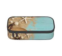 MDATT Estuche colorido con diseño de estrella de mar y conchas, con cremallera, organizador para oficina, viajes, caja, Black, Talla única, Maleta