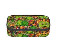 MDATT Estuche colorido de rana para lápices con cremallera, organizador para oficina, viaje, caja, Black, Talla única, Maleta