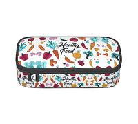 MDATT Estuche colorido para lápices de alimentos saludables con cremallera, organizador para oficina y viaje, Black, Talla única, Maleta
