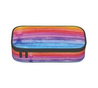 MDATT Estuche escolar colorido con rayas de arco iris, bolsa para lápices con múltiples ranuras, bonita bolsa portátil para bolígrafos, estuches para la escuela y la oficina, Black, Talla única