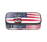 MDATT Estuche escolar con bandera de Estados Unidos e hippie Peace, bolsa para lápices con múltiples ranuras, bonita bolsa portátil para bolígrafos, estuches para la escuela y la oficina, Black, Talla