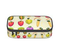 MDATT Estuche escolar de frutas y verduras de dibujos animados, bolsa para lápices con múltiples ranuras, bonita bolsa portátil para bolígrafos, estuches para la escuela y la oficina, Black, Talla