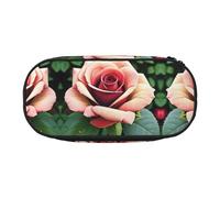 MDATT Estuche grande con diseño de rosas rústicas, organizador suave con cremallera, estuche portátil para adultos, Black, Talla única, Organizador de bolsas