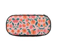 MDATT Estuche grande con patrón de melocotón rosa sin costuras, organizador suave con cremallera, estuche portátil para adultos, Black, Talla única, Organizador de bolsas