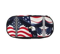MDATT Estuche grande para lápices con diseño de bandera estadounidense Fly Eagle, organizador suave con cremallera, estuche portátil para adultos, Black, Talla única, Organizador de bolsas