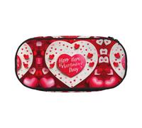 MDATT Estuche grande para lápices Happy Valentine's Day, organizador suave con cremallera, estuche portátil para adultos, Black, Talla única, Organizador de bolsas