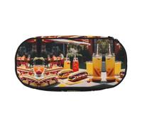 MDATT Estuche grande para lápices Hot Dogs and Lemonade, organizador suave con cremallera, estuche portátil para adultos, Black, Talla única, Organizador de bolsas