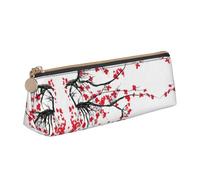 MDATT Estuche multifuncional de piel con diseño triangular clásico de cerezo japonés con gran capacidad de almacenamiento, White, Talla única, Bolsa de maquillaje