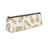 MDATT Estuche multifuncional de piel con fondo de piña dorada con gran capacidad de almacenamiento, diseño triangular clásico, White, Talla única, Bolsa de maquillaje