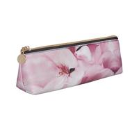 MDATT Estuche multifuncional de piel con pétalos de flores rosas con gran capacidad de almacenamiento, diseño triangular clásico, White, Talla única, Bolsa de maquillaje