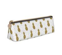 MDATT Estuche multifuncional de piel con purpurina dorada con diseño triangular clásico de gran capacidad de almacenamiento, White, Talla única, Bolsa de maquillaje