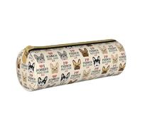 MDATT Estuche para bolígrafo y lápices, diseño de perro francés, bolsa de papelería multiusos para estudiantes universitarios de secundaria, White, Talla única, Organizador de bolsas