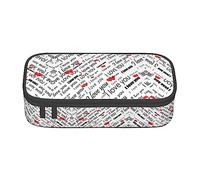 MDATT Estuche para lápices colorido con diseño de palabras "I Love You" con corazones con cremallera, organizador para oficina, viajes, caja, Black, Talla única, Maleta