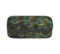 MDATT Estuche para lápices colorido de pavo real fresco con cremallera bolsa organizadora para oficina y viaje, Black, Talla única, Maleta