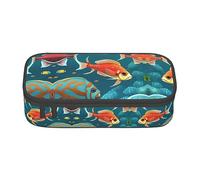 MDATT Estuche para lápices con diseño de estrella de mar y faro de playa de gran capacidad con 4 compartimentos para hombres y mujeres, Ocean Underwater Fish, Talla única