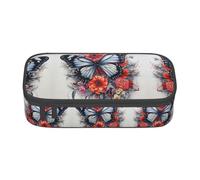 MDATT Estuche para lápices con diseño histórico de Old Tower Bridge de Londres, gran capacidad, con 4 compartimentos para hombres y mujeres, Flor y mariposa1, Talla única