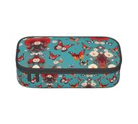 MDATT Estuche para lápices con estampado artístico de cactus de gran capacidad con 4 compartimentos para hombres y mujeres, Mariposas voladoras entre flores, Talla única, moderno