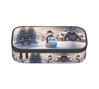 MDATT Estuche para lápices con estampado de búho, calabaza, feliz Halloween, gran capacidad, con 4 compartimentos para hombres y mujeres, Feliz Navidad lindo muñeco de nieve, Talla única