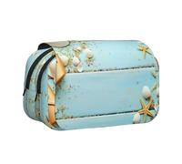 MDATT Estuche para lápices con estampado de conchas marinas para adultos, estuche de transporte duradero para bolígrafos, Black, Talla única, Organizador de bolsas