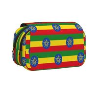 MDATT Estuche para lápices con estampado de la bandera de Etiopía para adultos, estuche de transporte duradero para bolígrafos, Black, Talla única, Organizador de bolsas