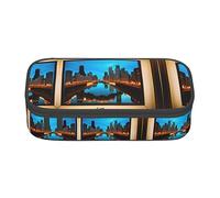 MDATT Estuche para lápices con estampado de piña de frutas, gran capacidad, con 4 compartimentos para hombres y mujeres, Chicago Reflected, Talla única