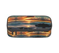 MDATT Estuche para lápices con estampado familiar de elefantes, gran capacidad, con 4 compartimentos para hombres y mujeres, Playa Maui Hawaii Atardecer Mar Olas Nubes, Talla única