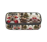 MDATT Estuche para lápices con impresión de Hong Kong de gran capacidad, con 4 compartimentos para hombres y mujeres, Navidad de granja, Talla única