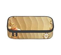 MDATT Estuche para lápices de colores con cremallera, organizador para oficina, viajes, playa, conchas de mar y arena, Black, Talla única, Maleta