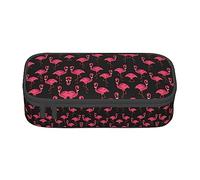 MDATT Estuche para lápices de colores con diseño de flamencos rosados, con cremallera, organizador para oficina, viajes, caja, Black, Talla única, Maleta