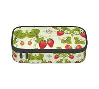 MDATT Estuche para lápices de colores con diseño de fresa, con cremallera, organizador para oficina, viajes, estuche, Black, Talla única, Maleta