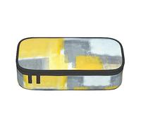 MDATT Estuche para lápices de colores gris y amarillo con cremallera para pintura artística abstracta para oficina y viaje, Black, Talla única, Maleta