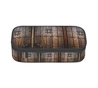 MDATT Estuche rústico con puerta de madera colorido para lápices con cremallera, organizador para oficina, viajes, caja, Black, Talla única, Maleta