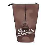 MDATT Estuche telescópico para lápices, organizador de papelería con cremallera, diseño de oveja rosa, Torre Eiffel de café parisino, Talla única, Estilo europeo y americano