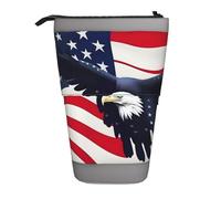 MDATT Estuche telescópico para lápices, organizador de papelería con cremallera, hermosa tinta de flor de amapola, Bandera estadounidense Fly Eagle2, Talla única, Estilo europeo y americano