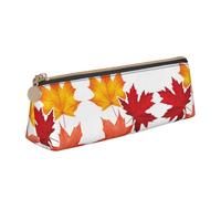 MDATT Fall Leaf - Estuche multifuncional de piel con gran capacidad de almacenamiento, diseño triangular clásico, White, Talla única, Bolsa de maquillaje