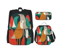 MDATT Flock of Birds - Mochila con fiambrera, mochila de anime, mochila escolar, mochila para tres personas, Black, Talla única, Juego de mochila escolar