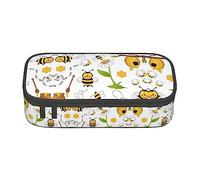 MDATT Flying Bees Daisy Honey - Estuche para lápices colorido con cremallera, organizador para oficina y viaje, Black, Talla única, Maleta