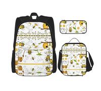 MDATT Flying Bees Daisy Honey - Mochila escolar para niñas, con lonchera y estuche para lápices, juego de bolsas escolares 3 en 1, Miel de margarita de abejas vol, Talla única