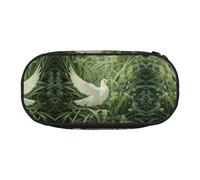 MDATT Grass and Dove - Estuche grande para lápices, organizador suave con cremallera, estuche portátil para adultos, Black, Talla única, Organizador de bolsas