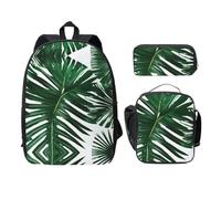 MDATT Green Palm Leafs - Mochilas con estuche para el almuerzo, bolsa ligera para libros para excursiones de camping, Black, Talla única, Organizador de bolsas