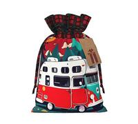 MDATT Happy Camper - Bolsas de regalo de Navidad rojas, pequeñas bolsas de regalo de Navidad, recuerdos de boda, regalos de Halloween, etc. 5 x 7 pulgadas