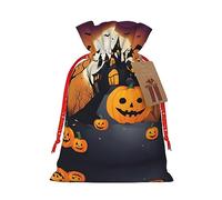 MDATT Happy-Halloween-Vector 1 bolsa de regalo con cordón, bolsas de regalo de 5 x 7 pulgadas para boda, fiesta, Navidad, cumpleaños, decoración de Halloween