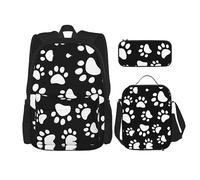 MDATT Hermosa mochila de mariposa para niñas, mochilas escolares con lonchera y estuche 3 en 1, juego de bolsas escolares, Estampado de pata de oso, Talla única