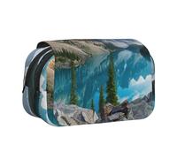 MDATT Hermoso estuche con estampado de montañas para adultos, estuche de transporte duradero para bolígrafos, Black, Talla única, Organizador de bolsas